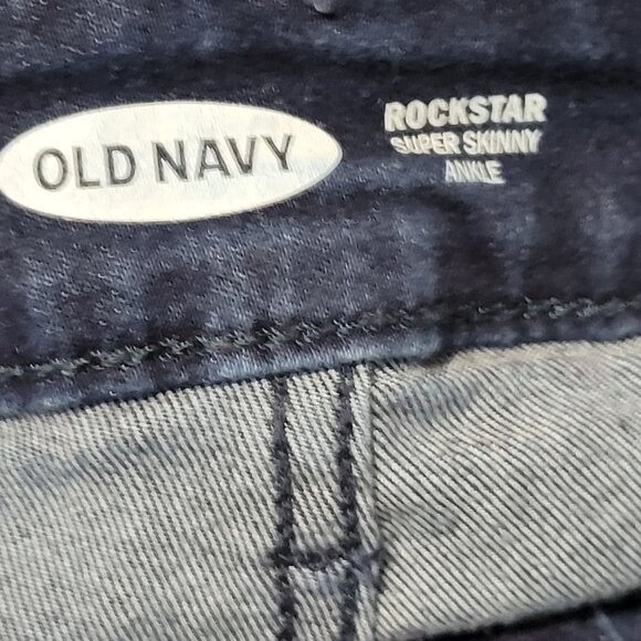 Old Navy Rockstar Super Skinny Ankle Jeans Womens Size 10 Mid Rise Dark Wash - Picture 4 of 5